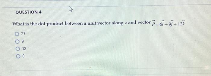 Solved Ws QUESTION 4 What Is The Dot Product Between A Unit | Chegg.com