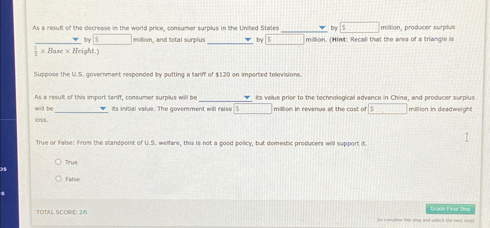 Solved As a result of the decrease in the world price, | Chegg.com