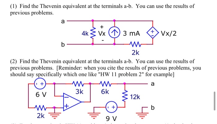 Solved (1) Find The Thevenin Equivalent At The Terminals | Chegg.com