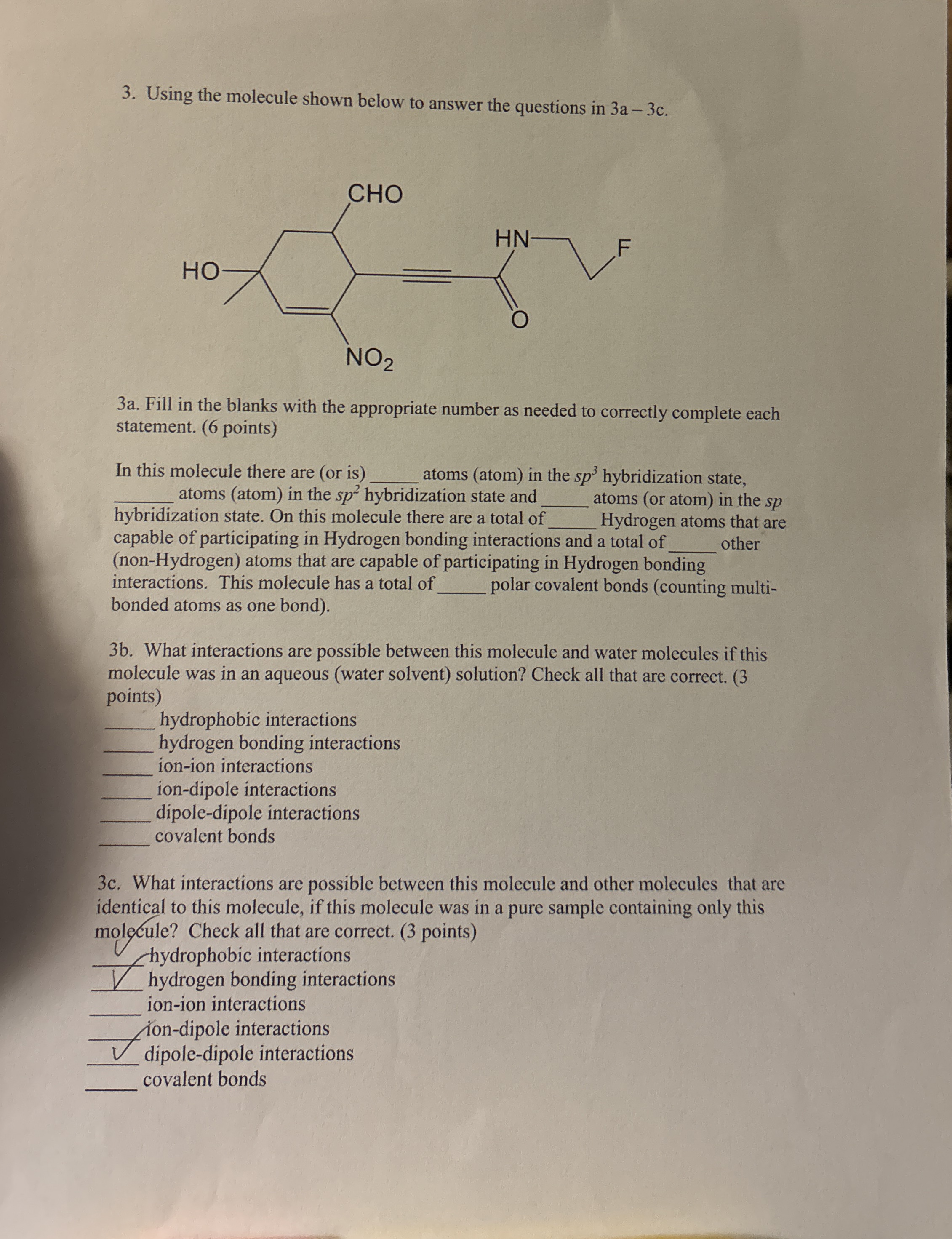 Solved Using the molecule shown below to answer the | Chegg.com