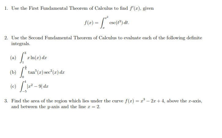 Solved Use the First Fundamental Theorem of Calculus to find | Chegg.com