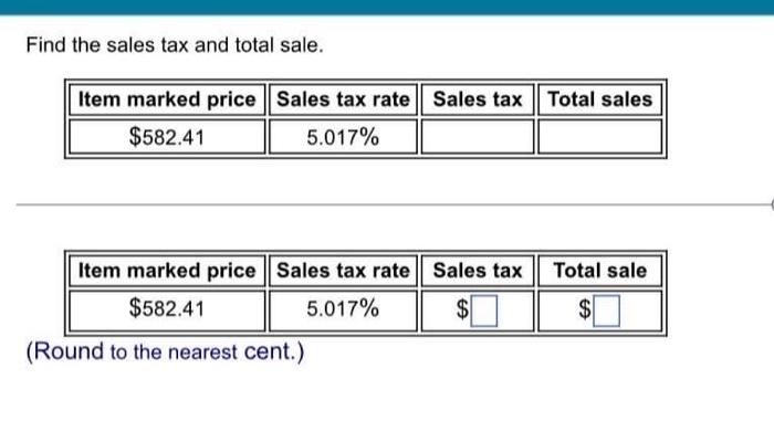 Solved Find The Sales Tax And Total Sale. Item Marked Price | Chegg.com