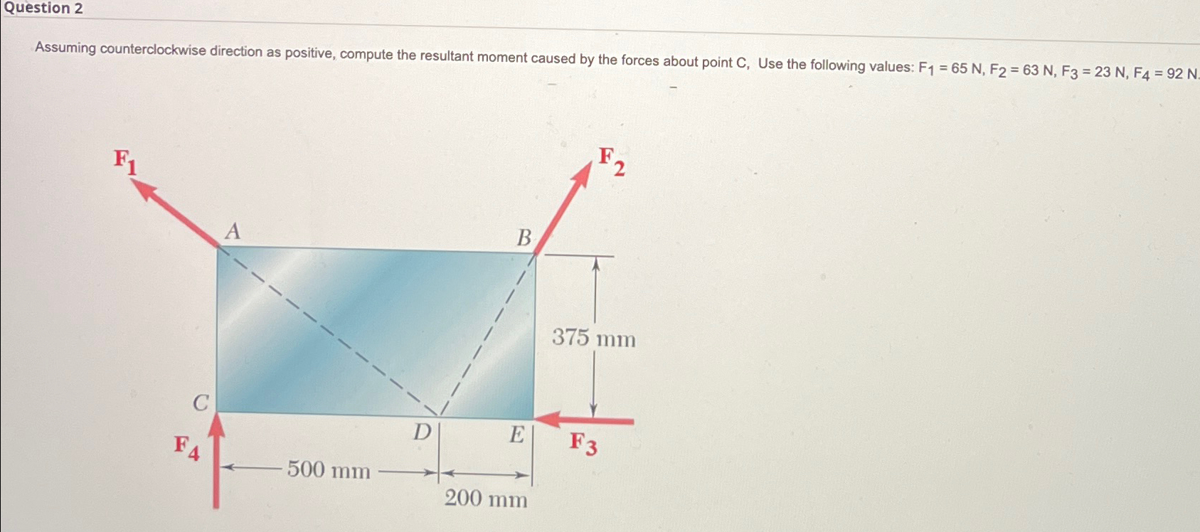 Solved Question 2Assuming counterclockwise direction as | Chegg.com