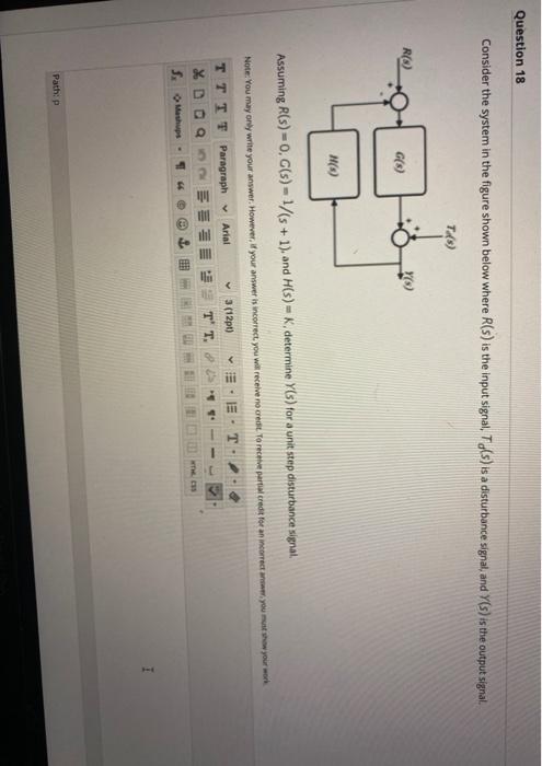 Solved Question 18 Consider the system in the figure shown | Chegg.com
