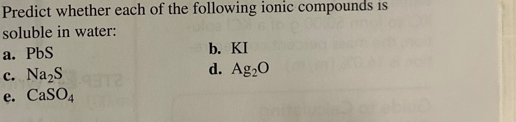 Solved Predict whether each of the following ionic compounds | Chegg.com
