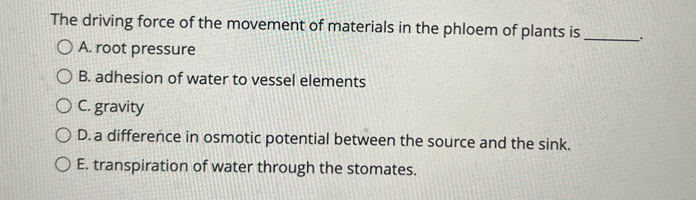 Solved The driving force of the movement of materials in the | Chegg.com