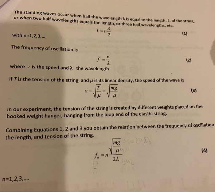 Standing Waves - Data Sheet Physics 201 Name: Date: | Chegg.com