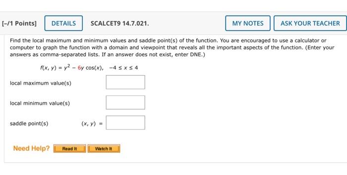 Find The Local Maximum And Minimum Values And Saddle