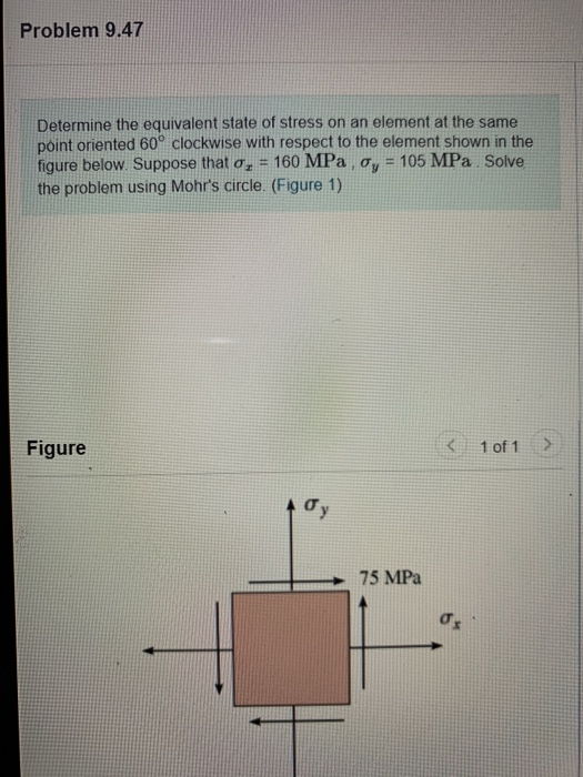 Solved Problem 9.47 Determine the equivalent state of stress | Chegg.com
