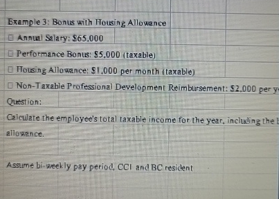 Income Bonus Math Examples Solved Example 3: Bonus with Housing AllowanceAnnulal | Chegg.com