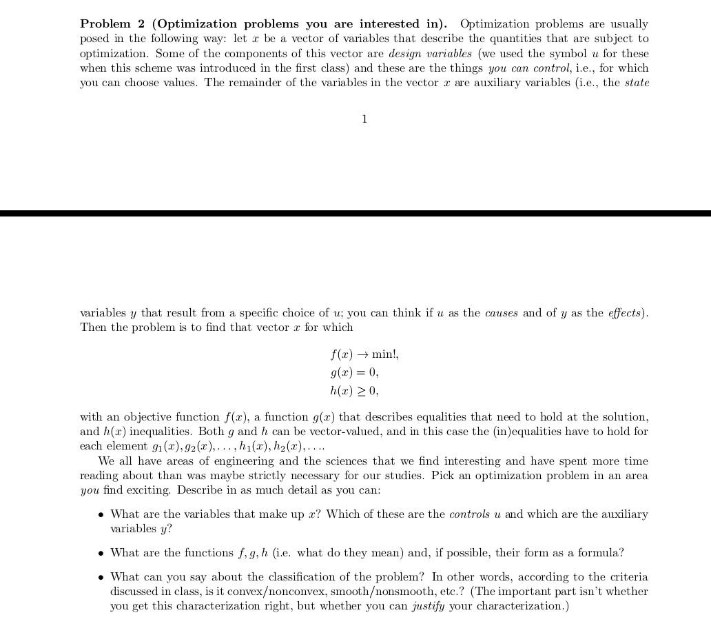 Solved Problem 2 (Optimization problems you are interested | Chegg.com