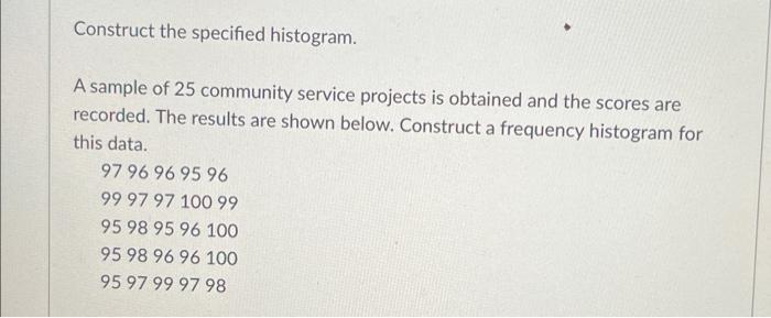 Solved Construct The Specified Histogram A Sample Of 25 Chegg Com   Image