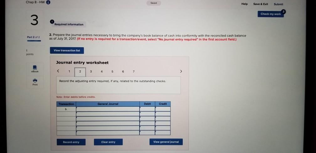 Solved Saved Help Save & Exit Submit Chap 8 - HW Check my | Chegg.com