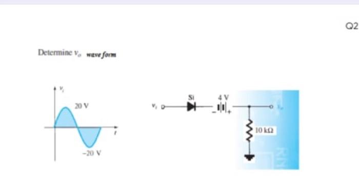 Solved Q2 Determine v, wewe form 20 V A 10 ΕΩ -20 V | Chegg.com
