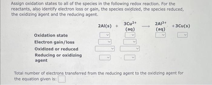 Solved Assign Oxidation States To All Of The Species In The | Chegg.com