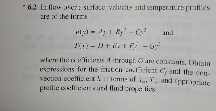 Solved 6.2 In flow over a surface, velocity and temperature | Chegg.com