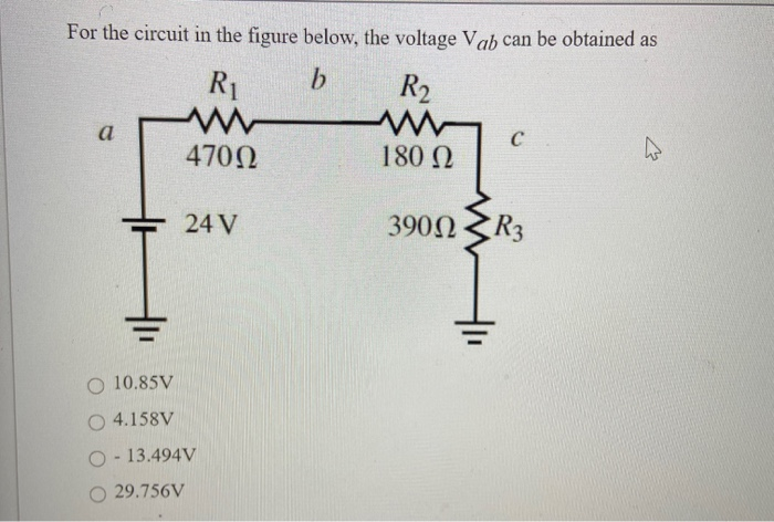 Solved For the circuit in the figure below, the voltage Vab | Chegg.com