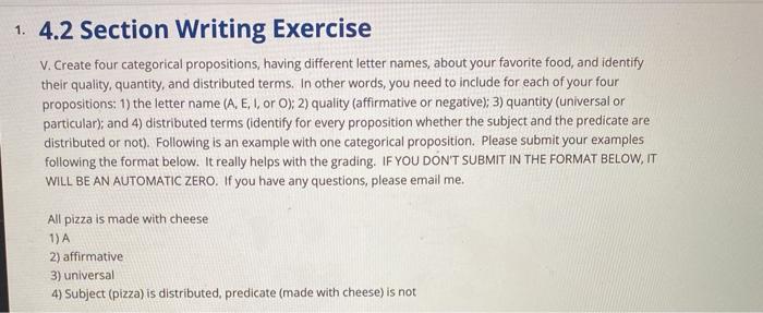 Solved 1. 4.2 Section Writing Exercise V. Create four | Chegg.com