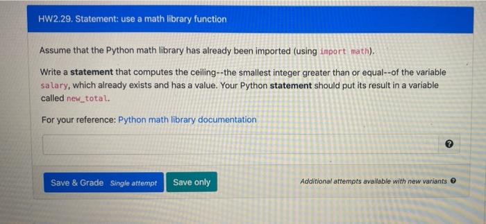 Solved HW2.29. Statement: use a math library function Assume | Chegg.com