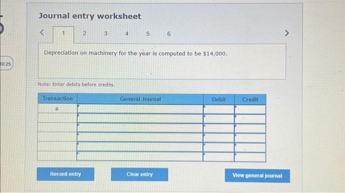 Solved Journal entry worksheet 6 Depreciation on machinery | Chegg.com