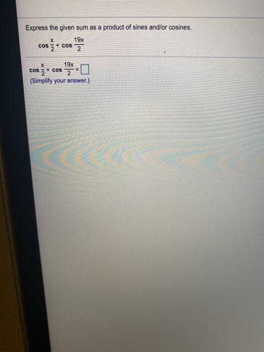 Solved Express the given product as a sum or difference | Chegg.com