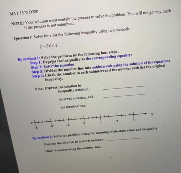 Solved MAT 1375 D380 NOTE: Your solution must contain the | Chegg.com