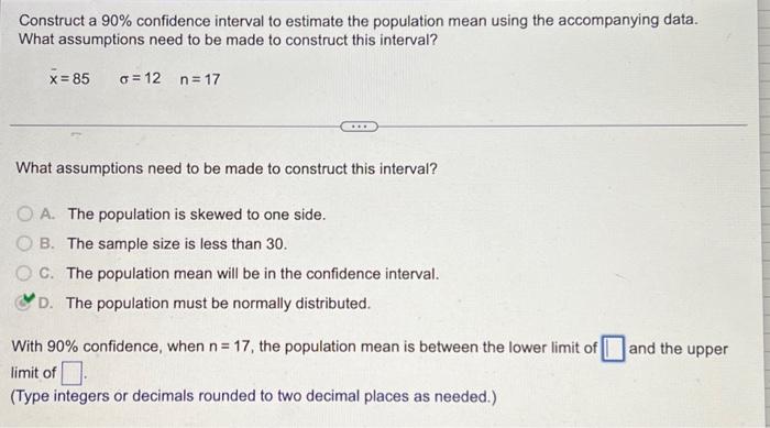 Solved Construct a 90% confidence interval to estimate the | Chegg.com