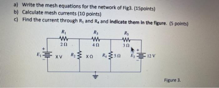 Solved a) Write the mesh equations for the network of Fig3. | Chegg.com