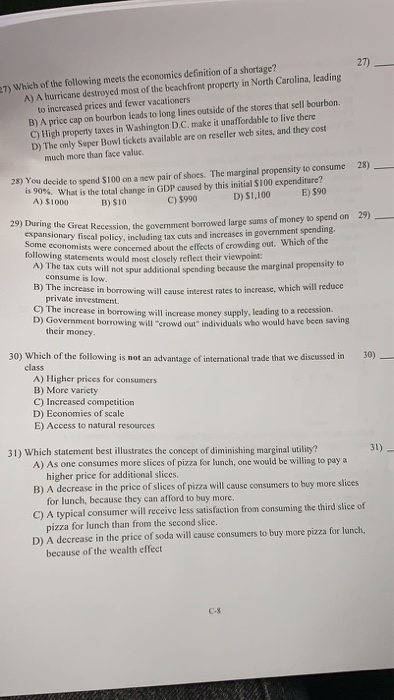 Solved 27) Which of the following meets the economics | Chegg.com