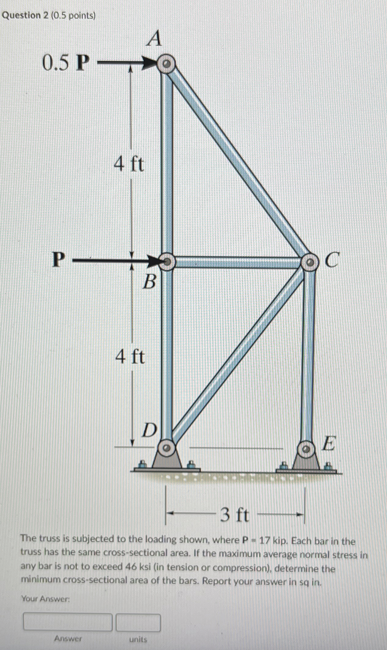 Solved Question 2 ( 0.5 ﻿points)The truss is subjected to | Chegg.com