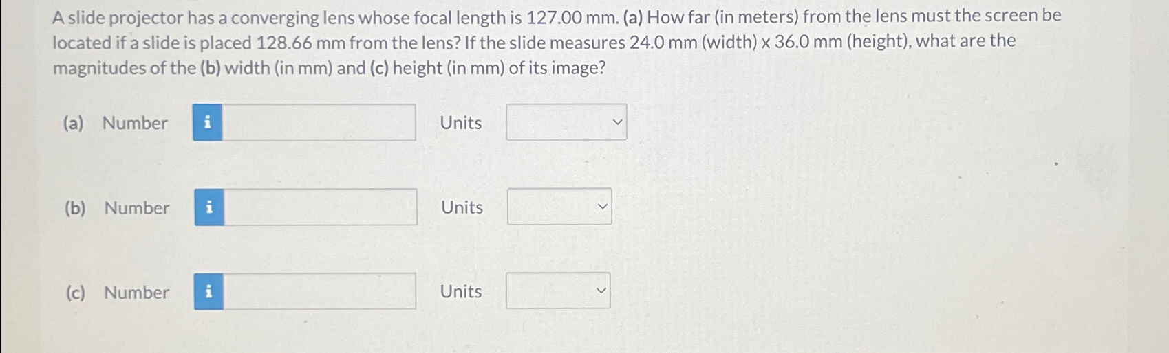 Solved A slide projector has a converging lens whose focal