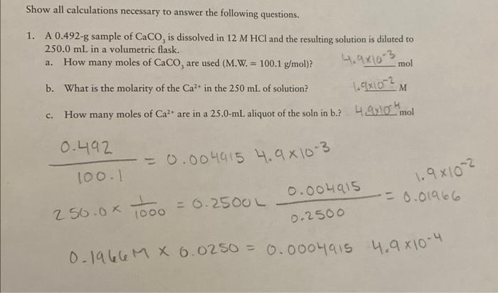 Solved Show all calculations necessary to answer the | Chegg.com