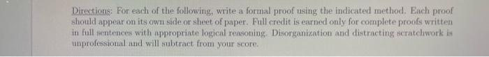 Solved Directions: For each of the following, write a formal | Chegg.com