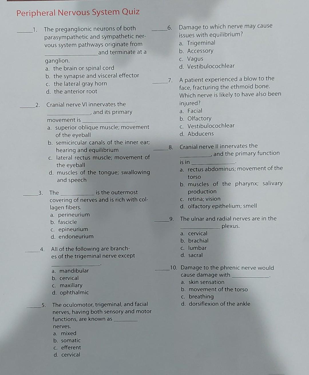 Mandibular nerve Quiz