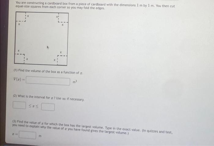 Solved You are constructing a cardboard box from a piece of | Chegg.com