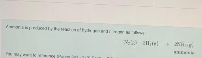 Solved Ammonia is produced by the reaction of hydrogen and | Chegg.com