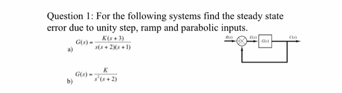 Solved Question 1: For the following systems find the steady | Chegg.com