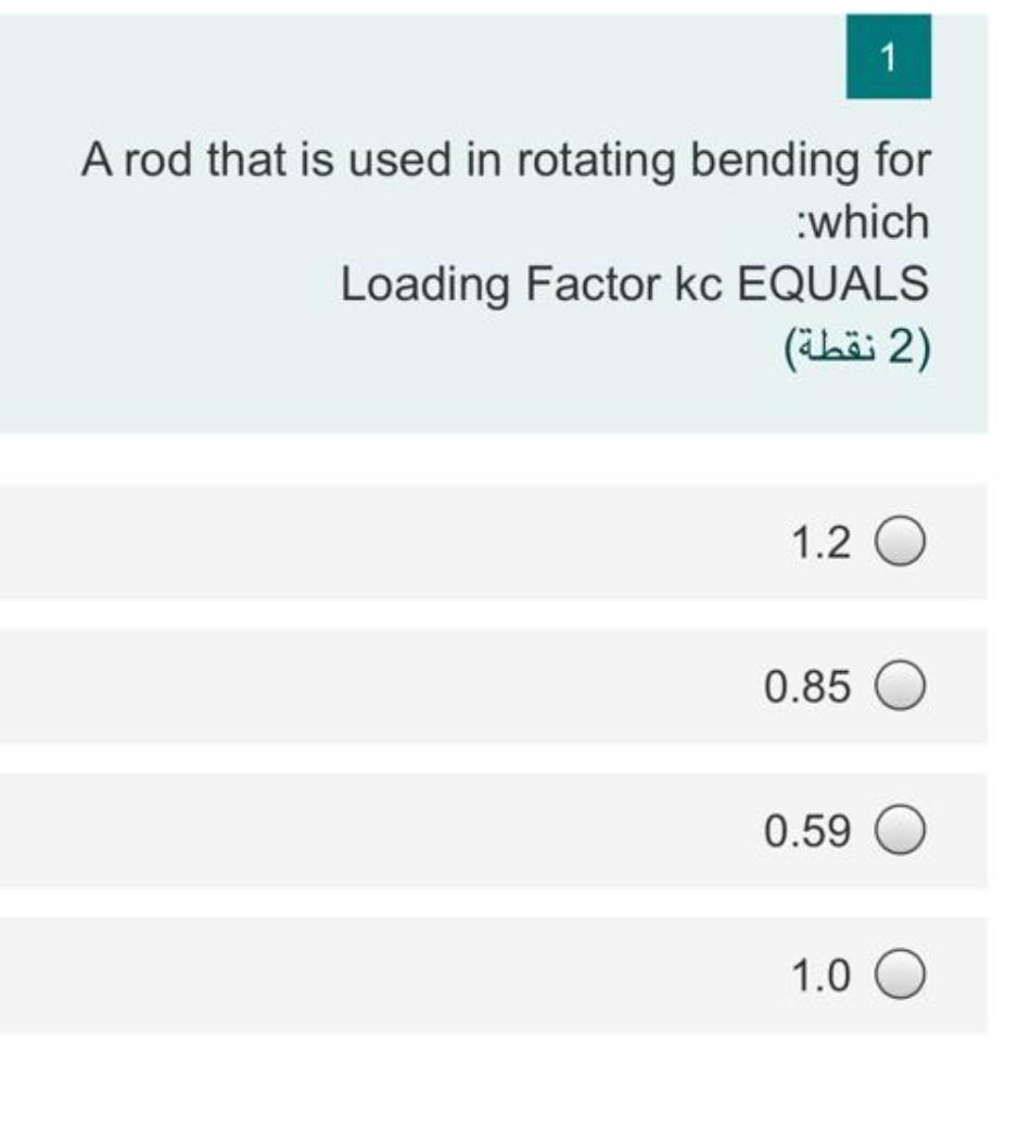 Solved 1 A rod that is used in rotating bending for which | Chegg.com