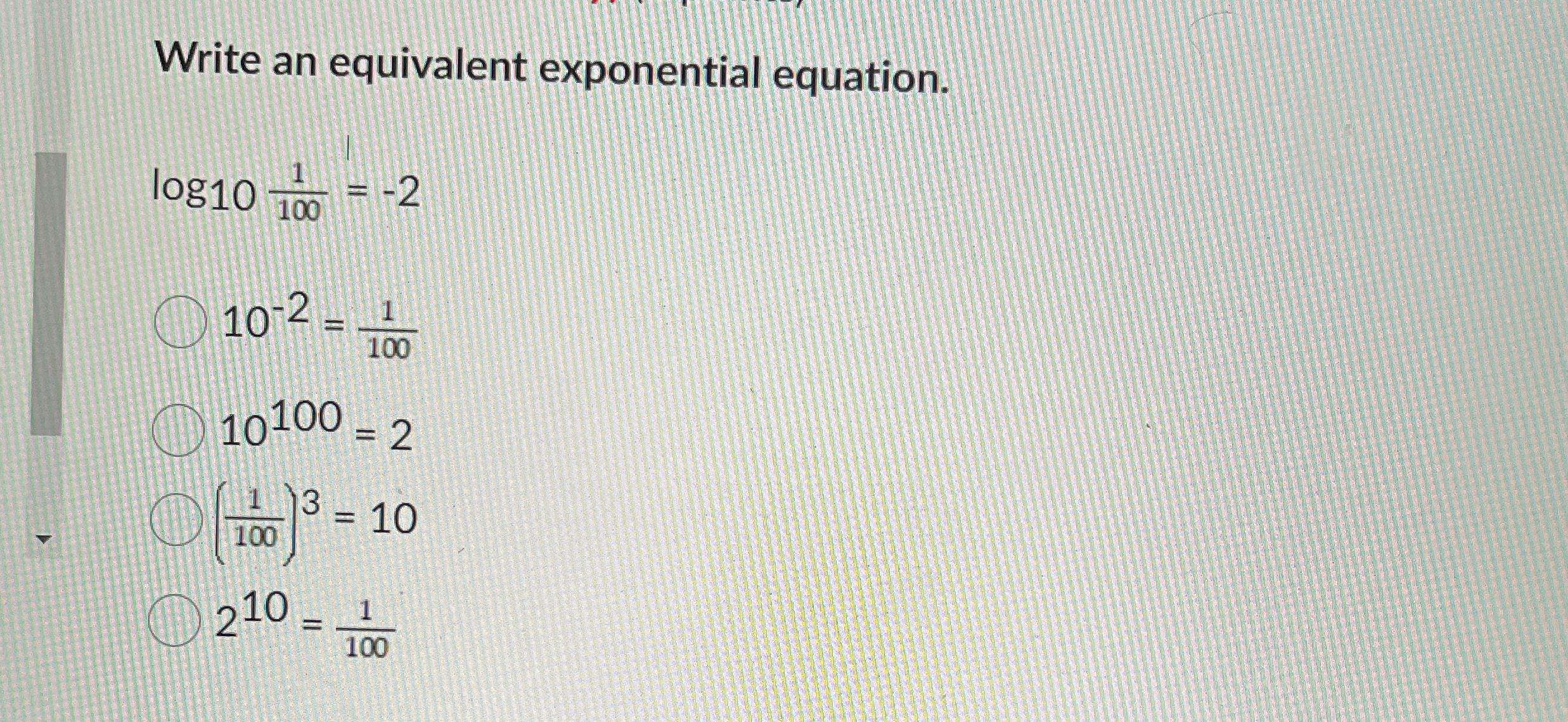 Solved Write an equivalent exponential | Chegg.com