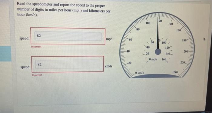 Solved Read the speedometer and report the speed to the Chegg