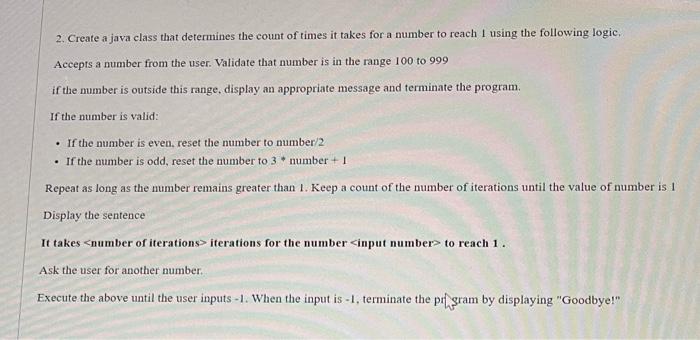 2. Create a java class that determines the count of | Chegg.com