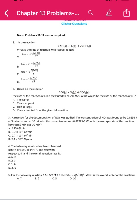 Solved Chapter 13 Problems Q O Chi Clicker Question Chegg Com