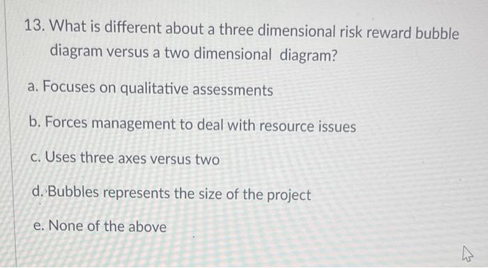 Solved 13. What is different about a three dimensional risk | Chegg.com