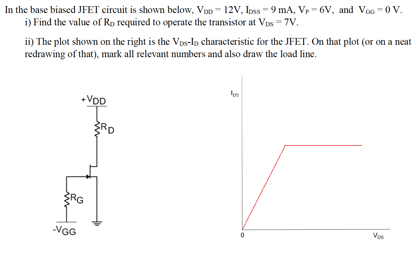 Solved In the base biased JFET circuit is shown below, | Chegg.com