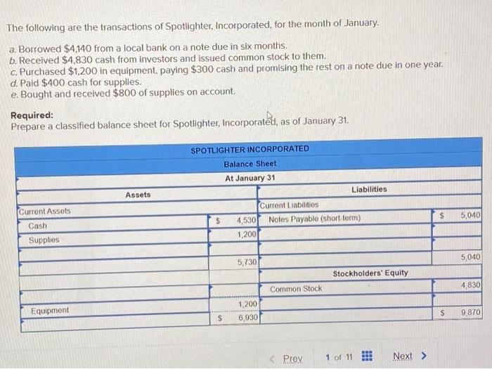 Solved The following are the transactions of Spotlighter, | Chegg.com