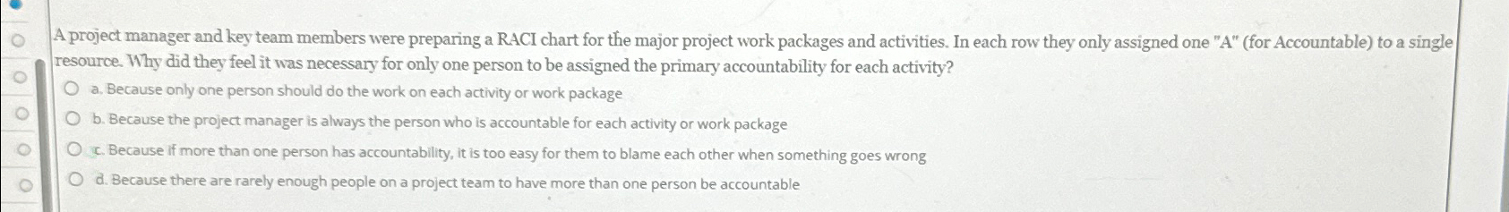 Solved A project manager and key team members were preparing | Chegg.com
