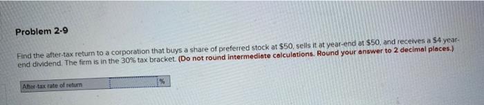 Solved Problem 2.9 Find The After-tax Return To A | Chegg.com