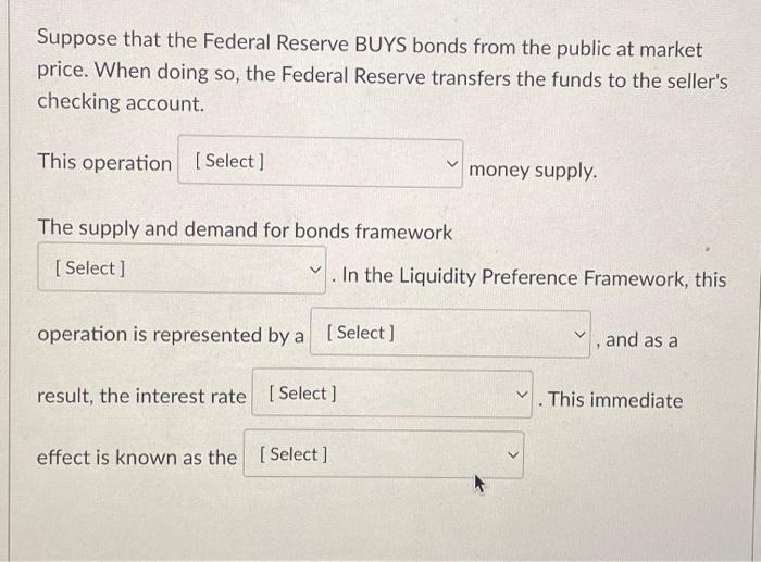 Solved Suppose That The Federal Reserve Buys Bonds From The 8429