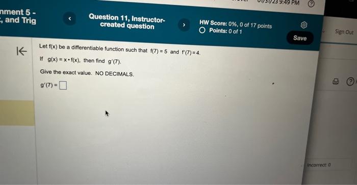 Solved Let F(x) Be A Differentiable Function Such That | Chegg.com