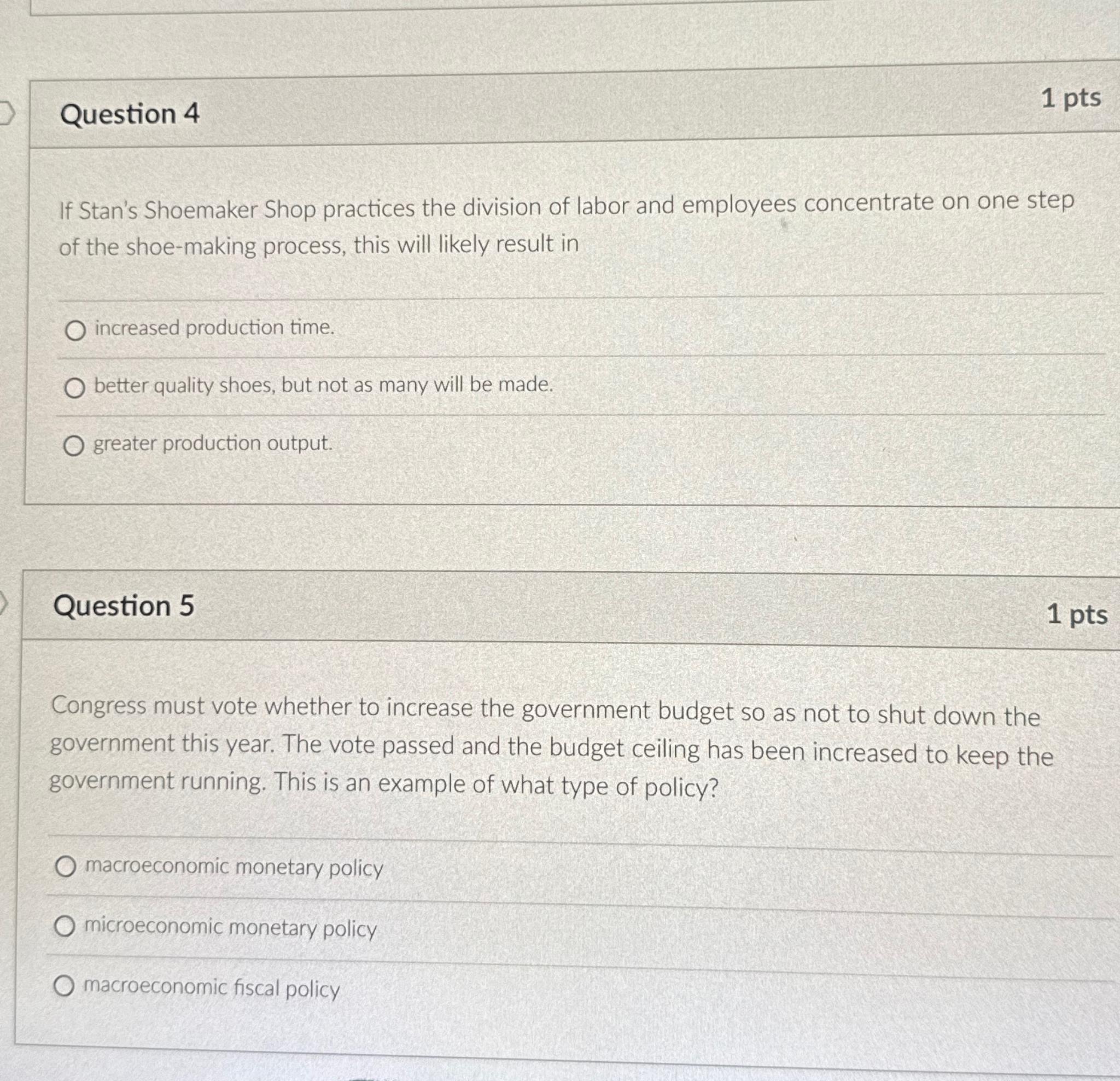 Solved Question 41 ﻿ptsIf Stan's Shoemaker Shop practices | Chegg.com